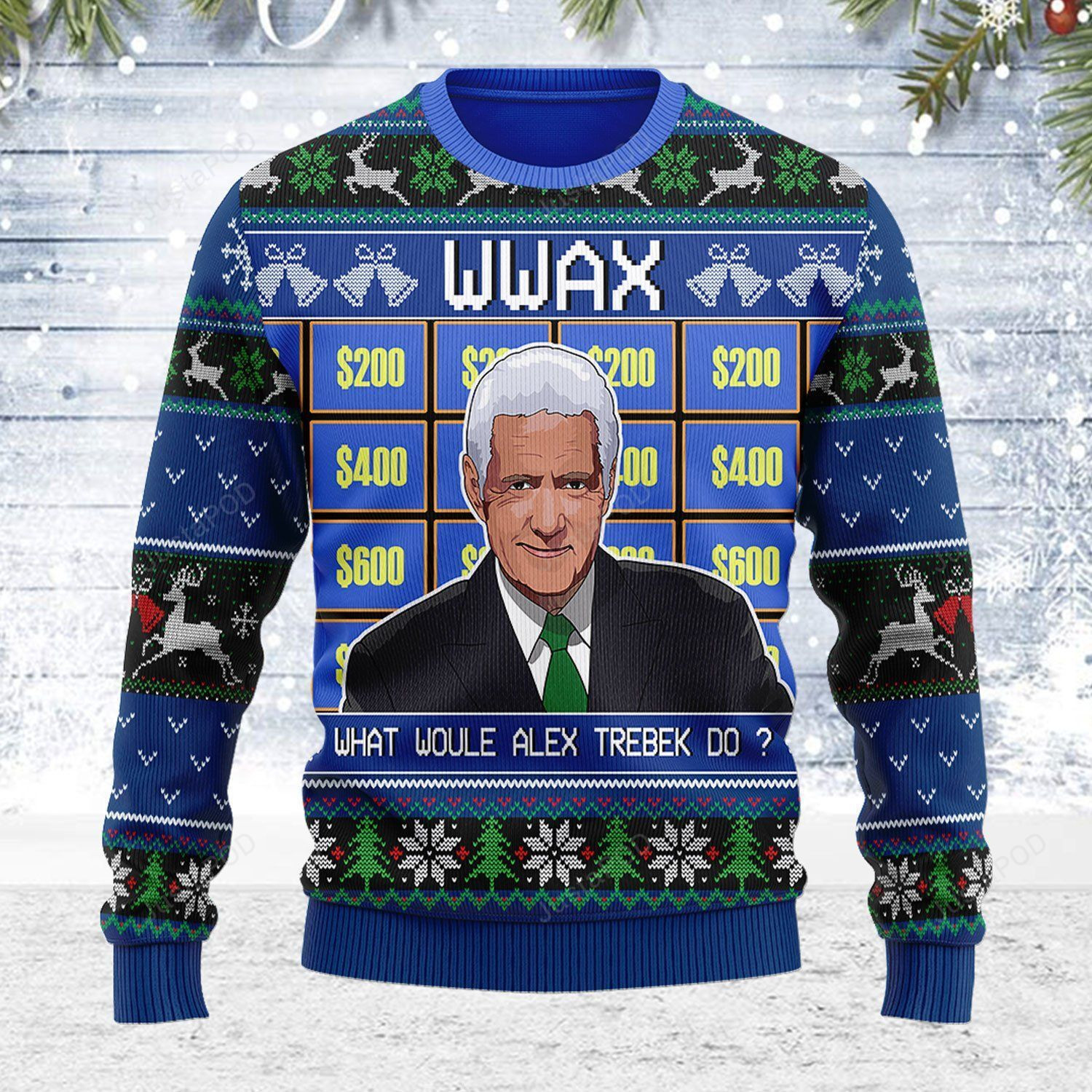 Alex Trebek Ugly Christmas Sweater Adult 3D Funny Matching for family