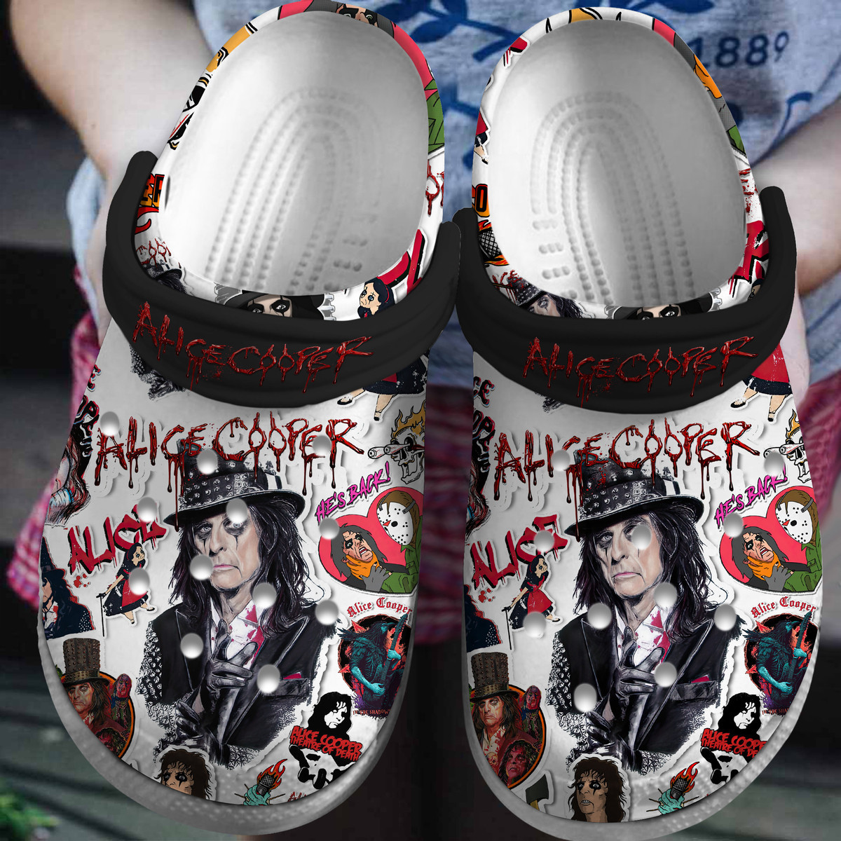 Alice Cooper Music Crocs Crocband Clogs Shoes Comfortable For Men Women and Kids