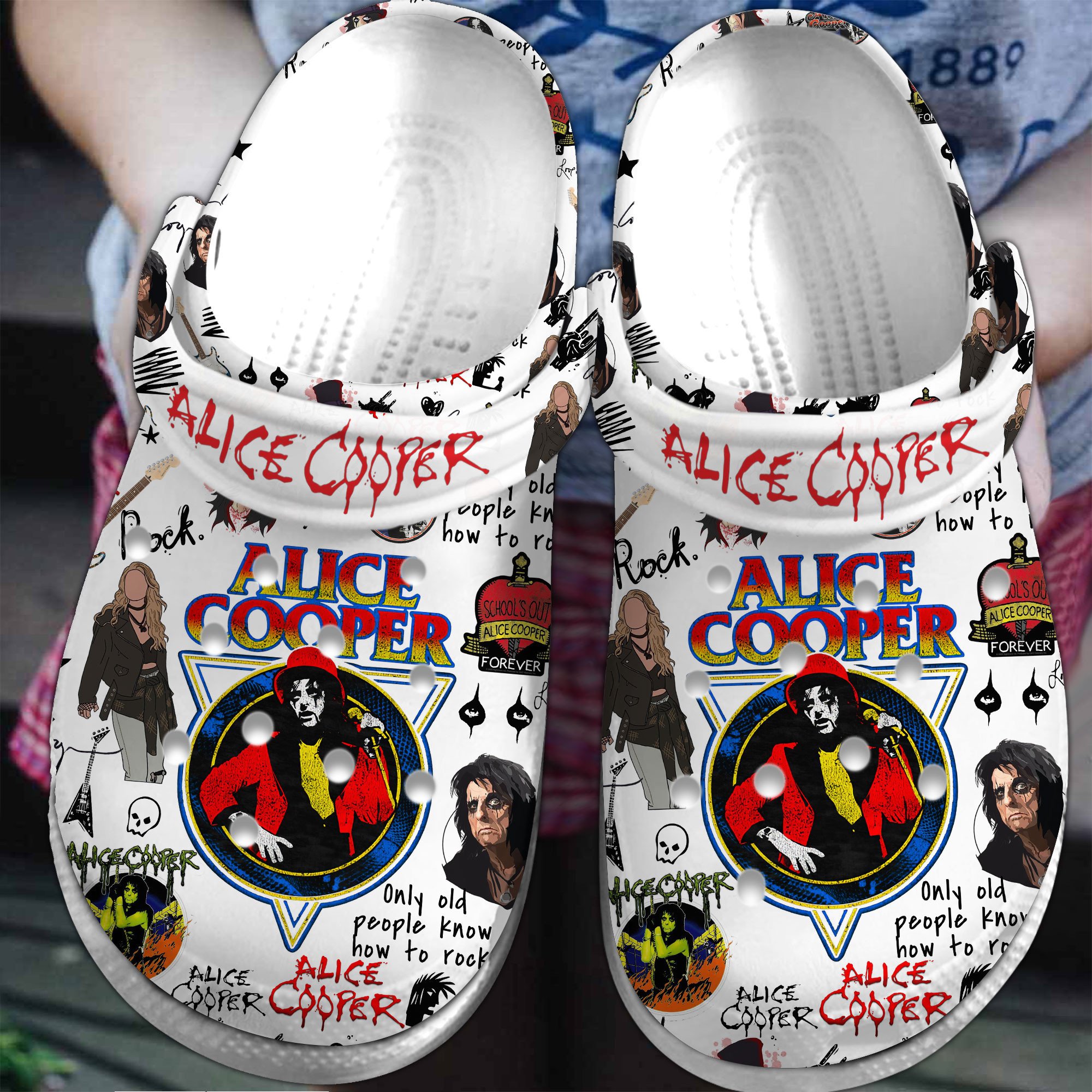 Alice Cooper Music Crocs Crocband Clogs Shoes Comfortable For Men Women and Kids