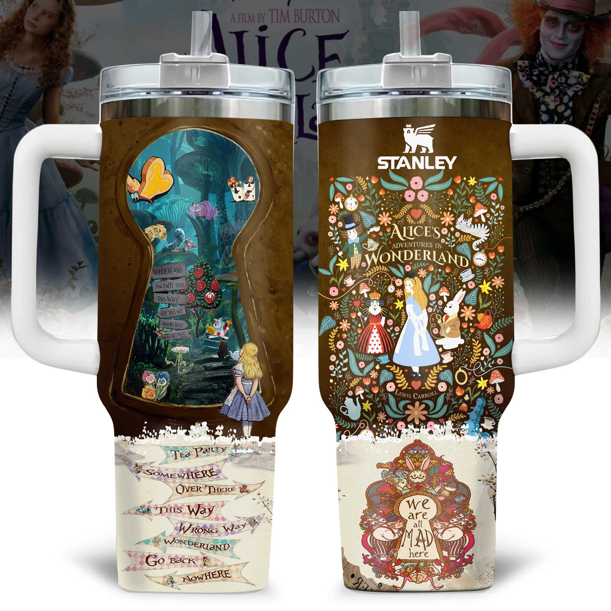 Alice in Wonderland Cartoon Custom Stanley Cup 40 oz 30 oz Tumbler With HandleTVC230195