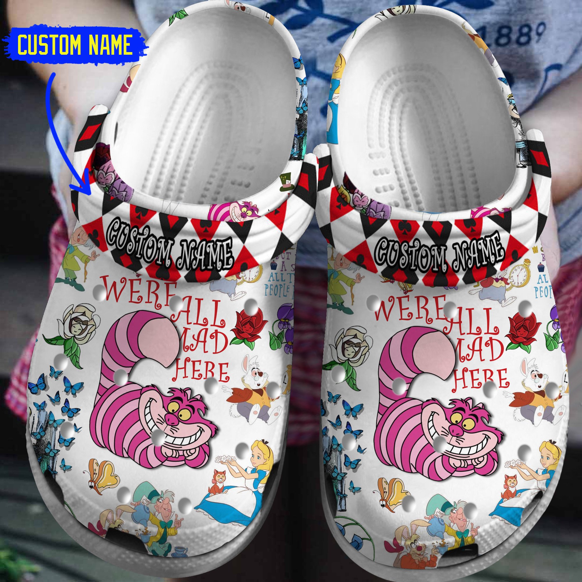 Alice In Wonderland Movie Crocs Crocband Clogs Shoes Comfortable For Men Women and Kids