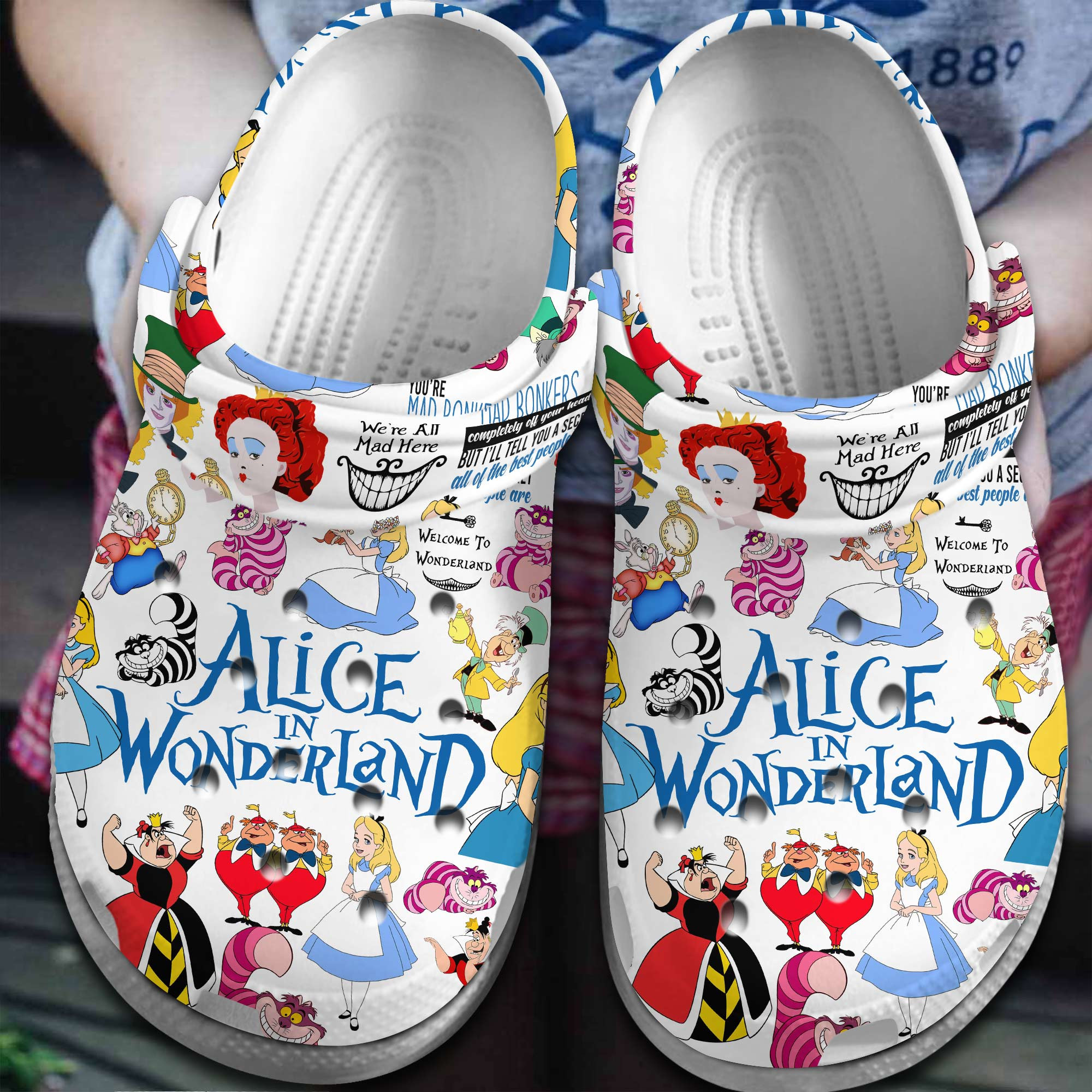 Alice in Wonderland Movie Crocs Crocband Clogs Shoes Comfortable For Men Women and Kids