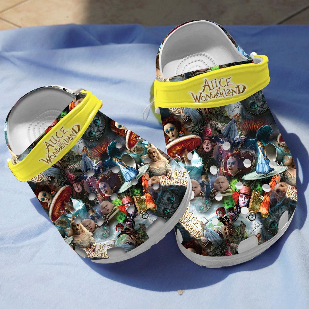 Alice In Wonderland Movie Crocs Crocband Clogs Shoes Comfortable For Men Women and Kids