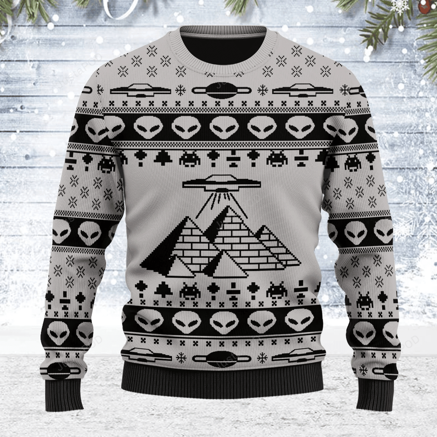 Alien Ancient Pyramid Ugly Christmas Sweater Adult 3D Funny Matching for family