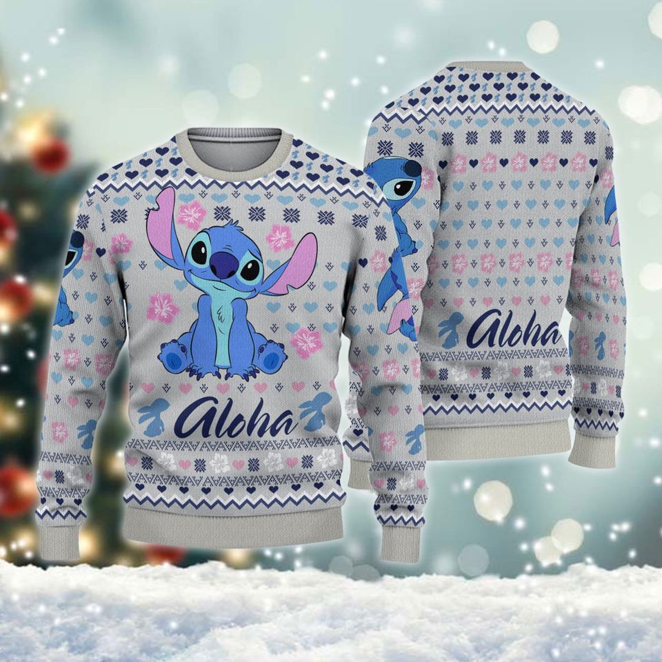 Alien Blue Merry Stitchmas Ugly Christmas Sweater