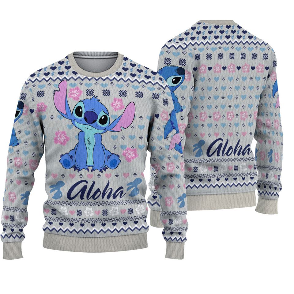 Alien Blue Merry Stitchmas Ugly Christmas Sweater