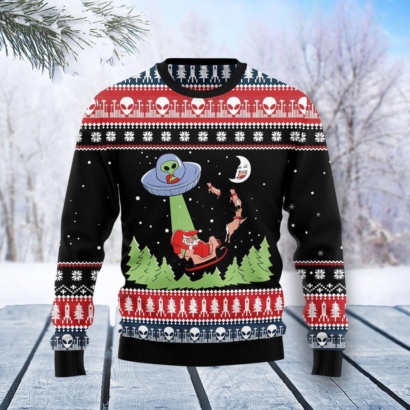 Alien Christmas Ugly Christmas Sweater Adult 3D Funny Matching for family