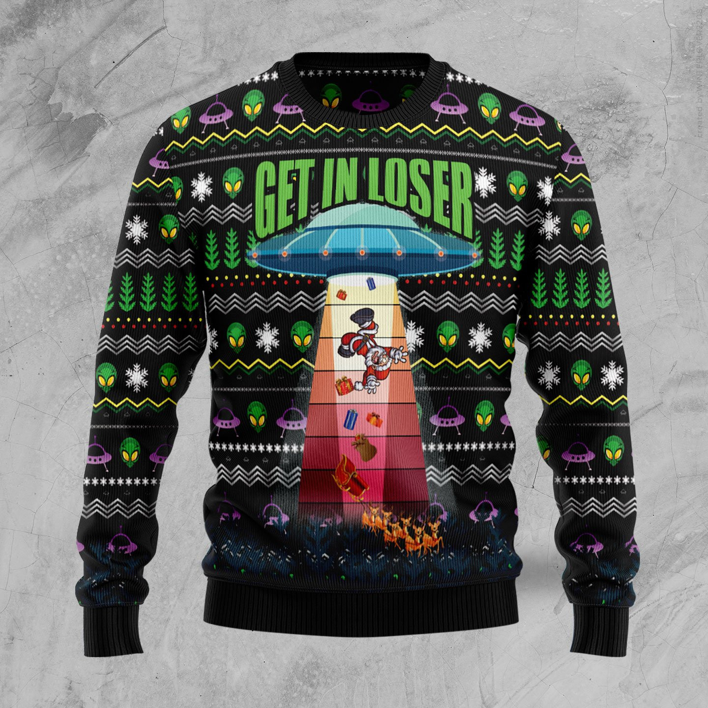Alien Get In Loser Ugly Christmas Sweater Adult 3D Funny Matching for family