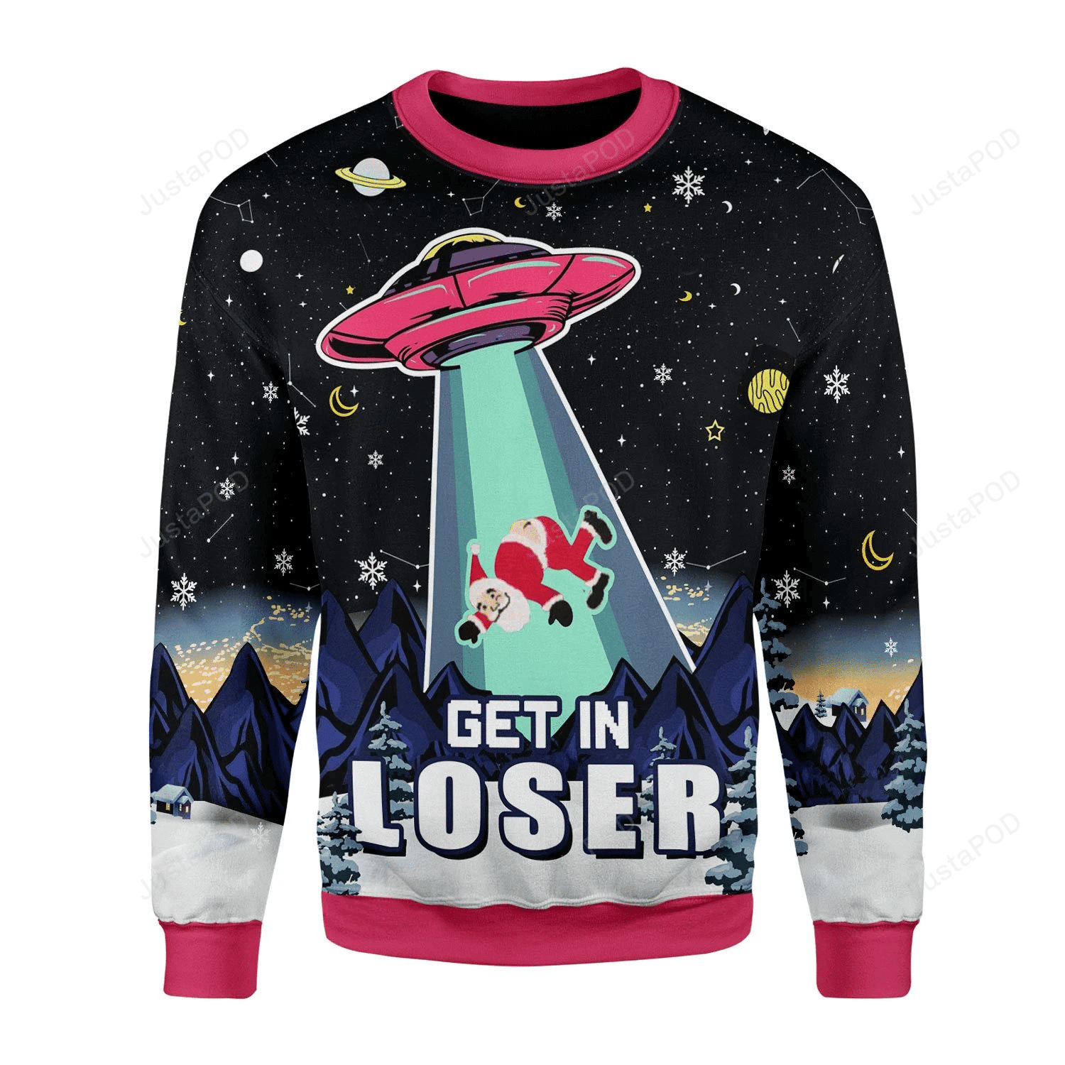 Alien Get In Loser Ugly Christmas Sweater Adult 3D Funny Matching for family