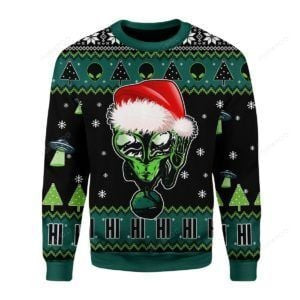 Alien Greeting Christmas Ugly Christmas Sweater Adult 3D Funny Matching for family