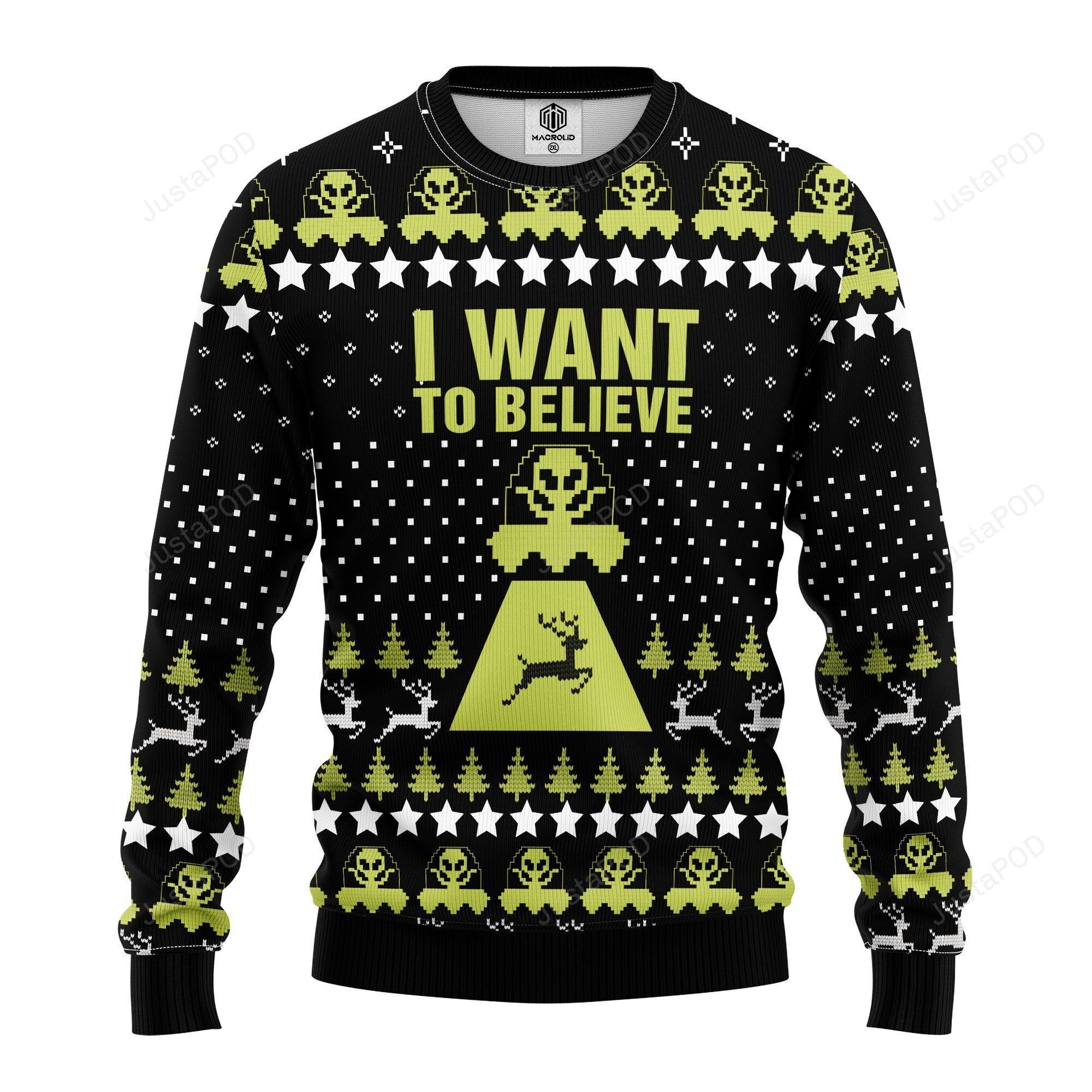Alien I Want To Believe Ugly Christmas Sweater Adult 3D Funny Matching for family