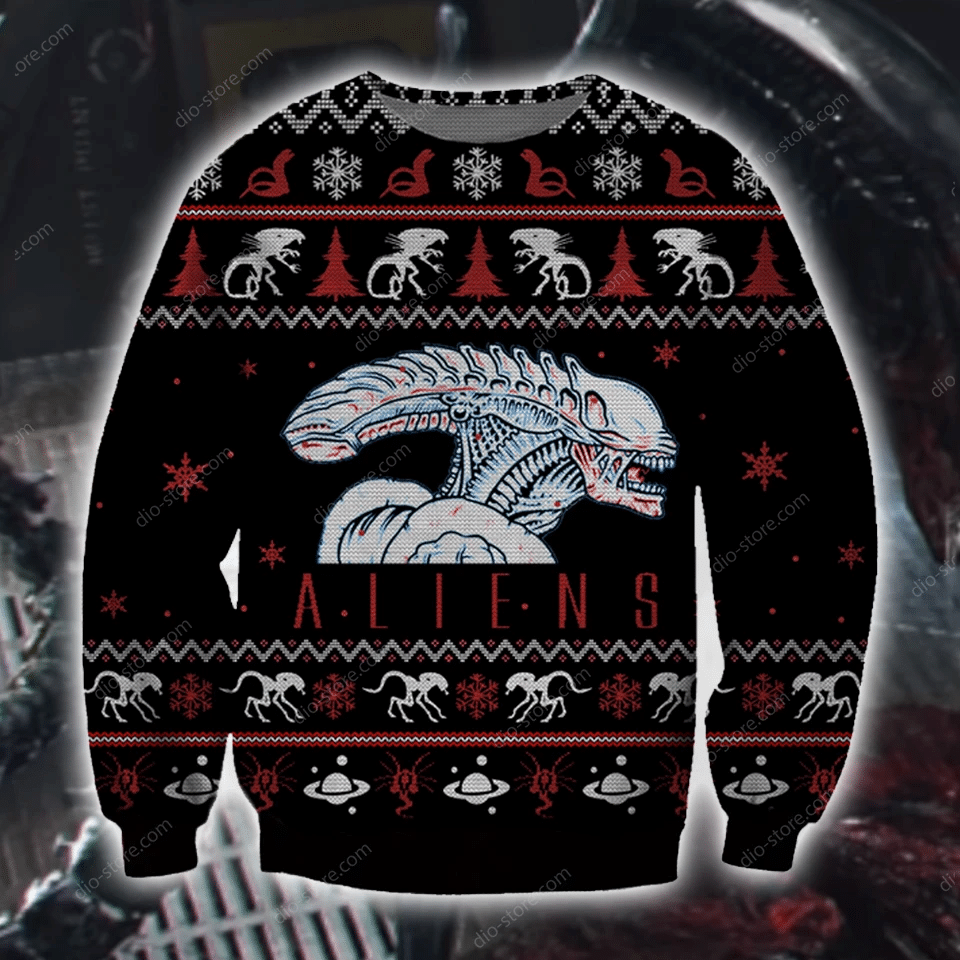 Alien Knitting Pattern 3D Print Ugly Christmas Sweater Adult 3D Funny Matching for family