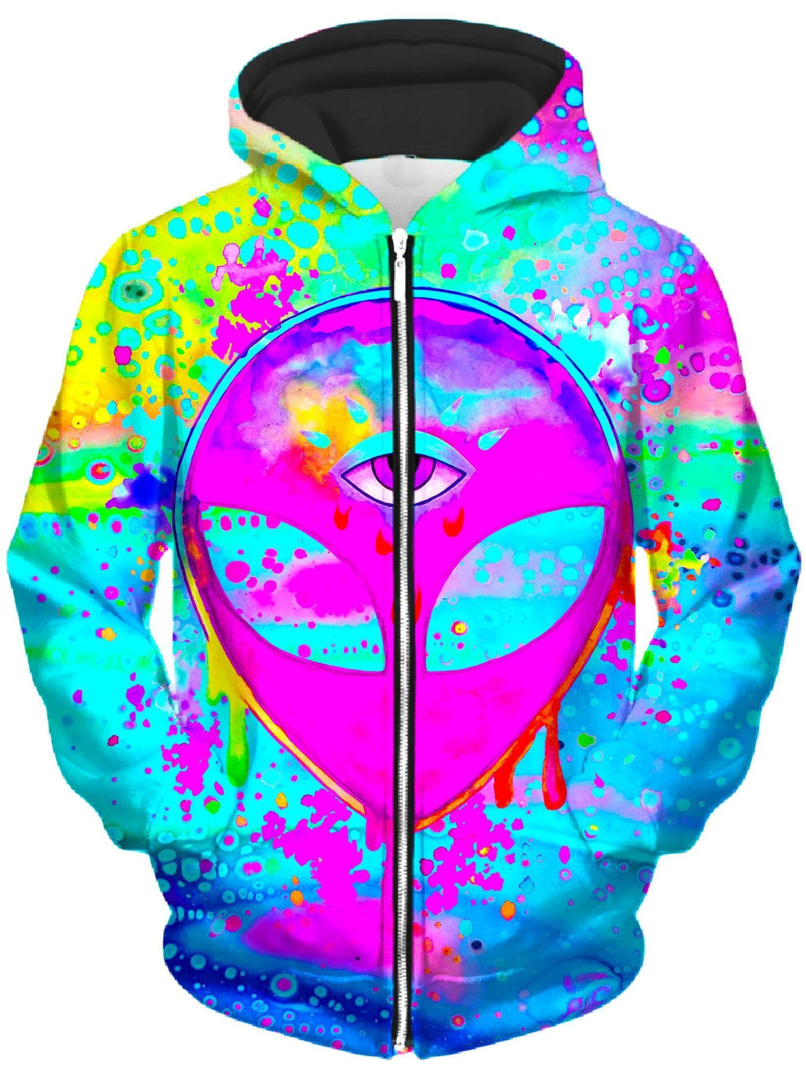 Alien Melt Pink Unisex Zip-Up 3D All Over Print Hoodie, Zip Hoodie