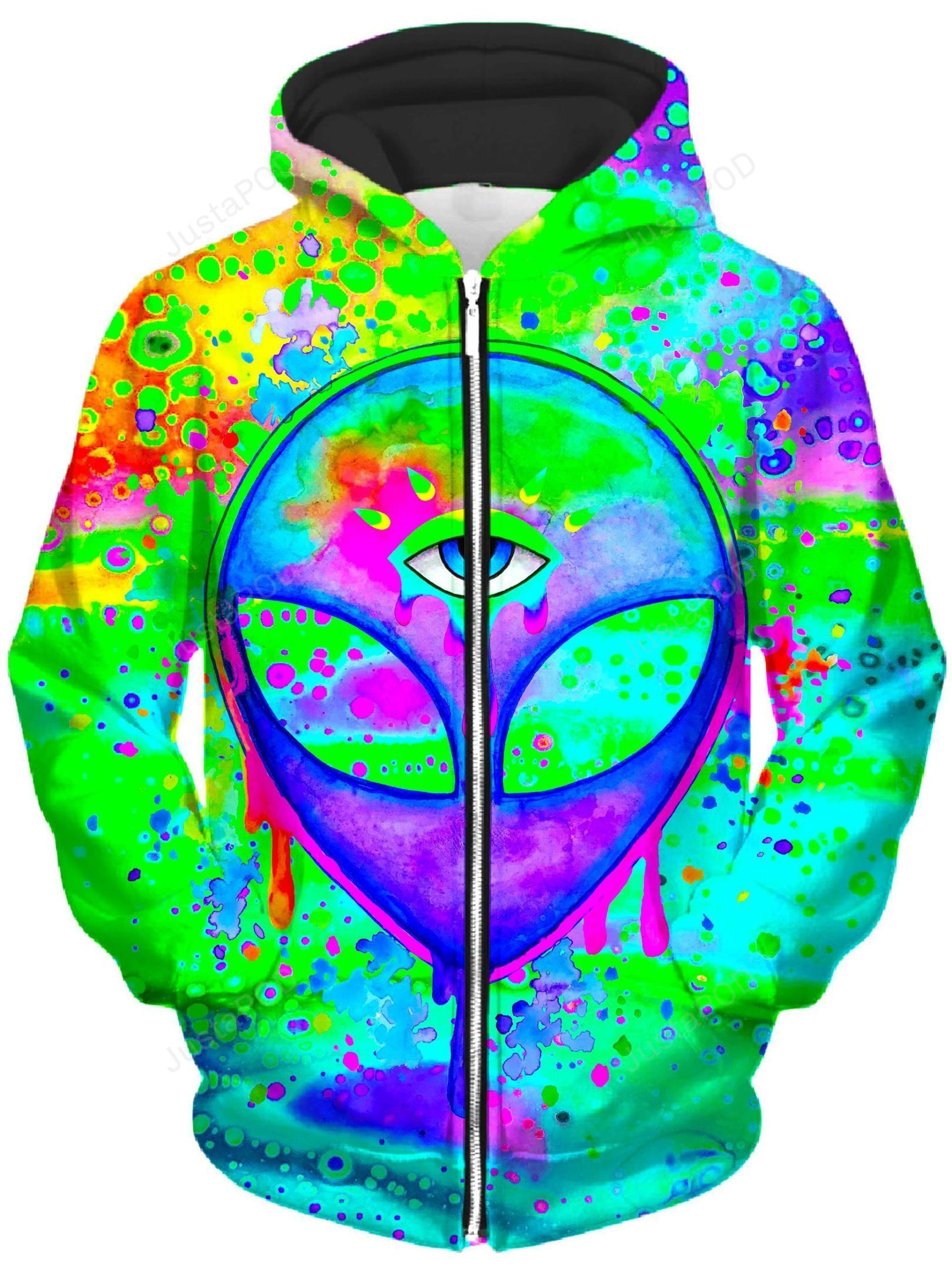 Alien Melt Purple Unisex Zip-Up 3D All Over Print Hoodie, Zip Hoodie