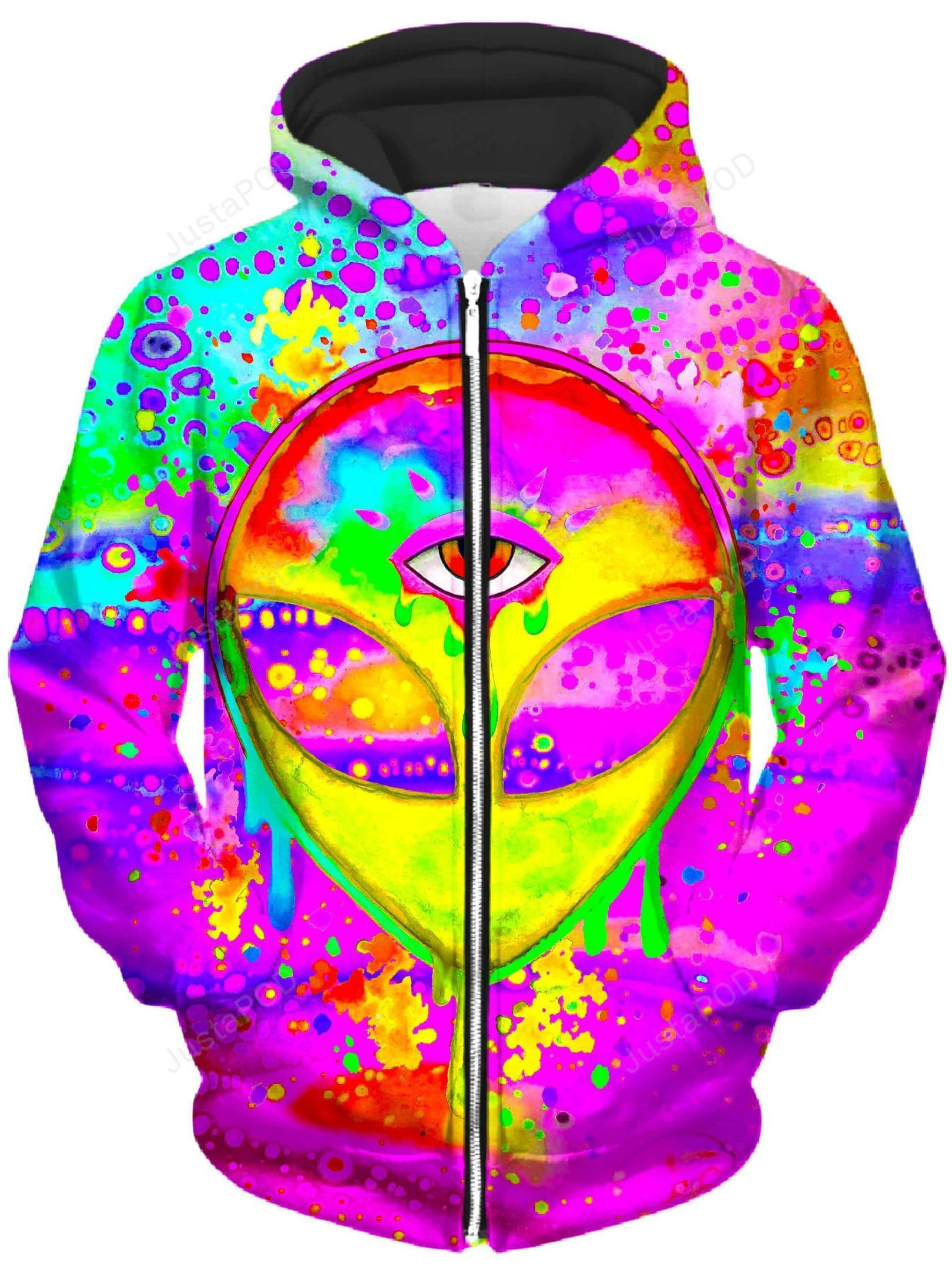 Alien Melt Yellow Unisex Zip-Up 3D All Over Print Hoodie, Zip Hoodie