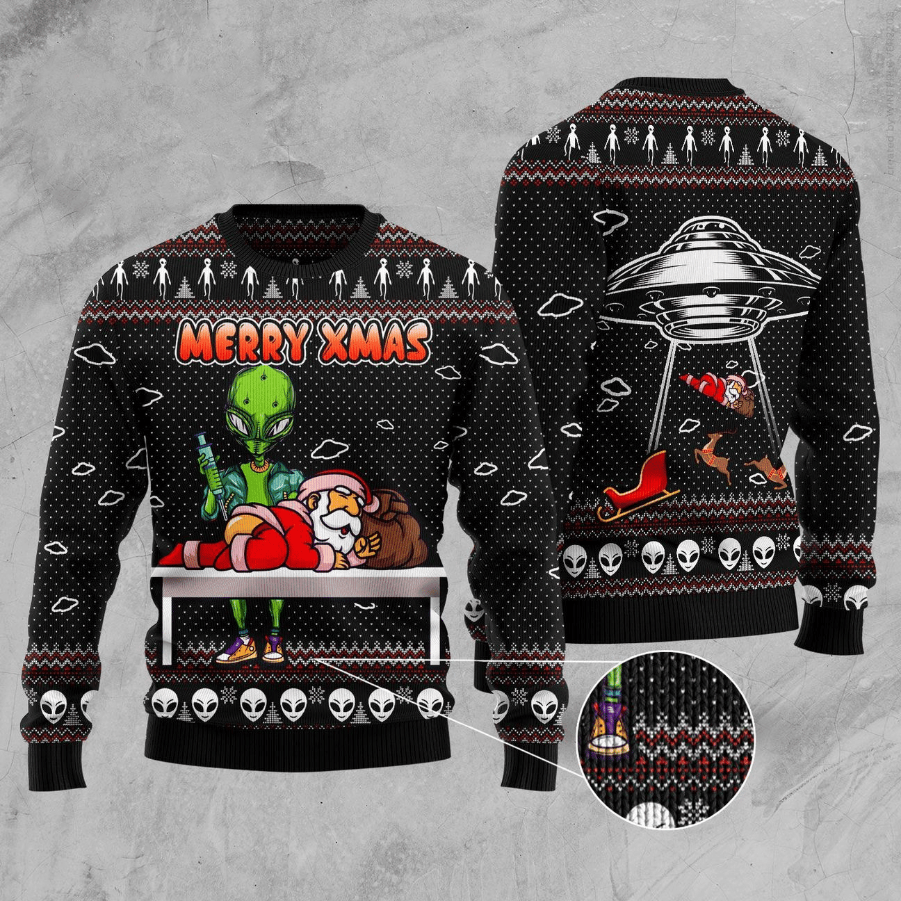 Alien Merry Xmas Ugly Christmas Sweater Adult 3D Funny Matching for family