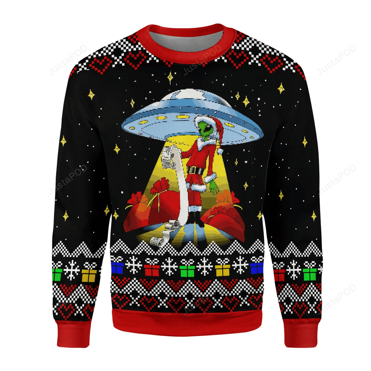 Alien Ufo Ugly Christmas Sweater Adult 3D Funny Matching for family