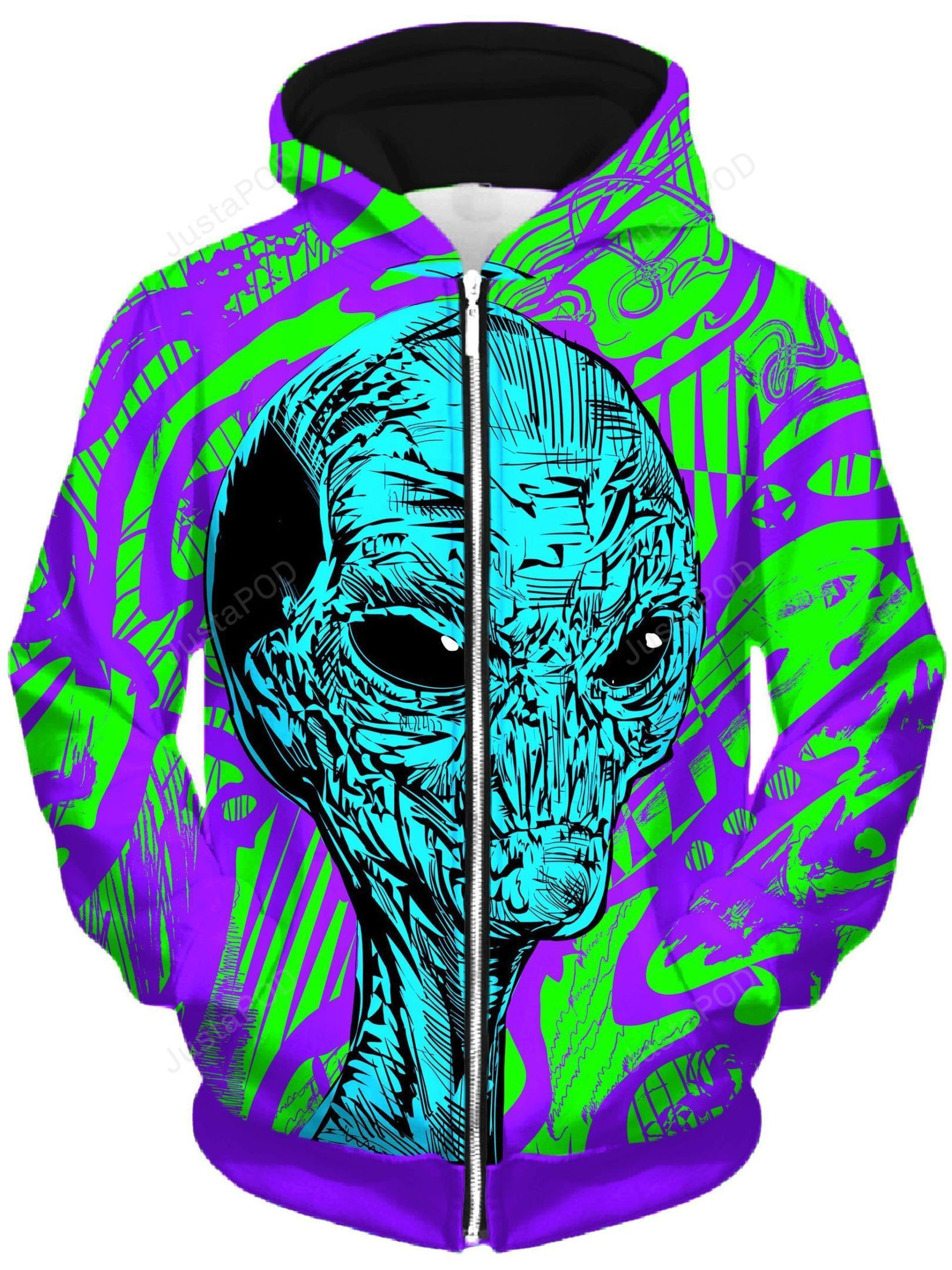 Alien Unisex Zip-Up 3D All Over Print Hoodie, Zip Hoodie