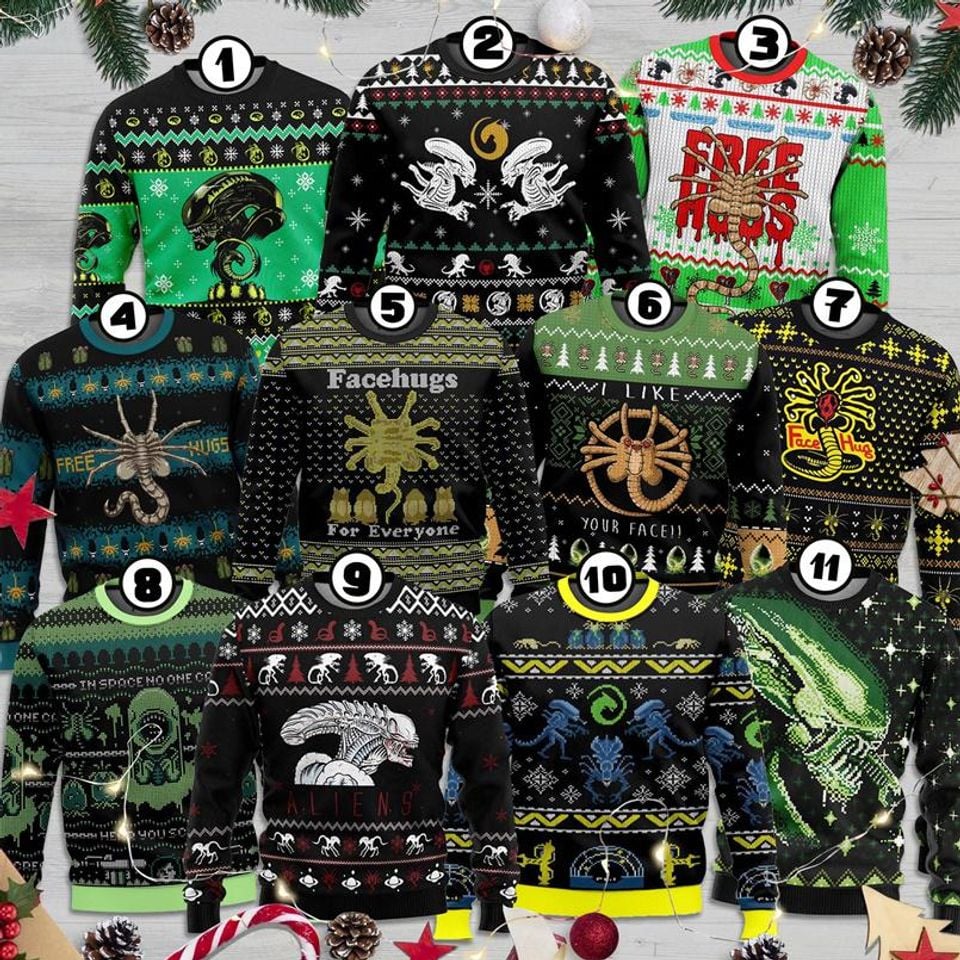 Alien Xenomorph Christmas Ugly Sweater, Alien 1979 Sweatshirt, 90s Movie Christmas