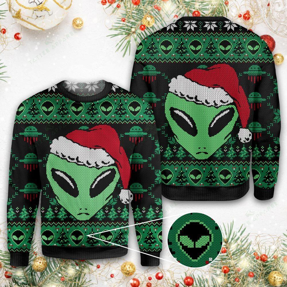 Aliens Ugly Christmas Sweater Adult 3D Funny Matching for family