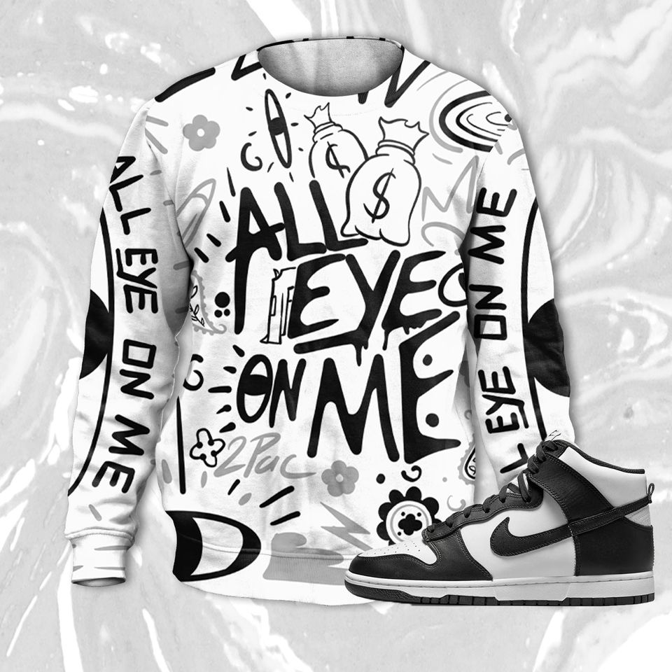 All Eye On Me 3D Doodle Eye Sweatshirt Match Dunk High Panda White Black - Image 2