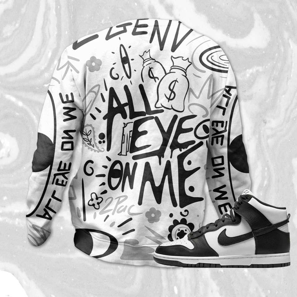 All Eye On Me 3D Doodle Eye Sweatshirt Match Dunk High Panda White Black - Image 3