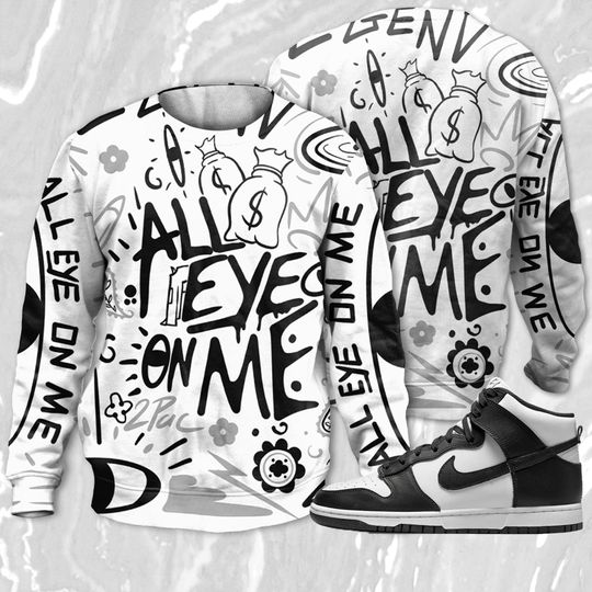 All Eye On Me 3D Doodle Eye Sweatshirt Match Dunk High Panda White Black - Image 6