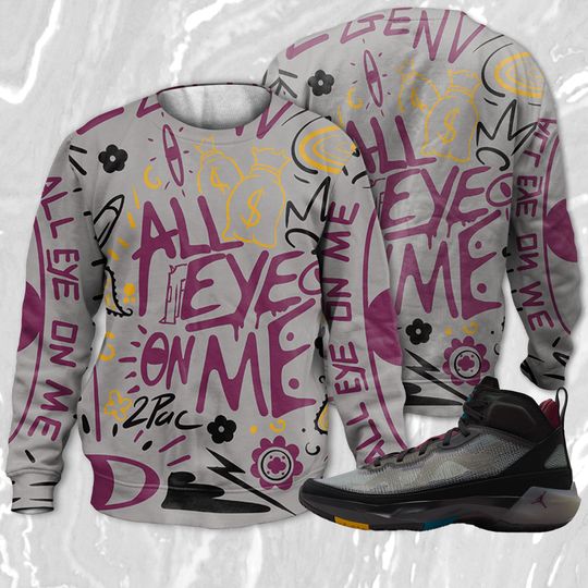 All Eye On Me 3D Doodle Eye Sweatshirt Match Jordan 37 Bordeaux - Image 6
