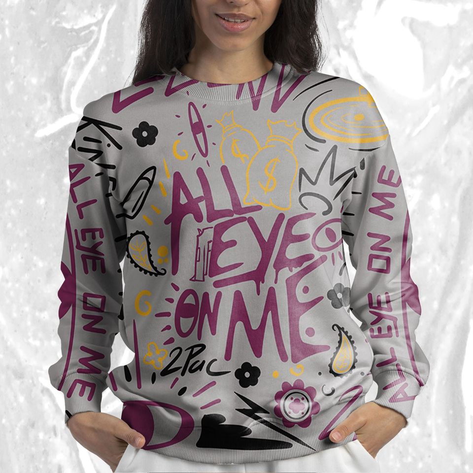 All Eye On Me 3D Doodle Eye Sweatshirt Match Jordan 37 Bordeaux - Image 5