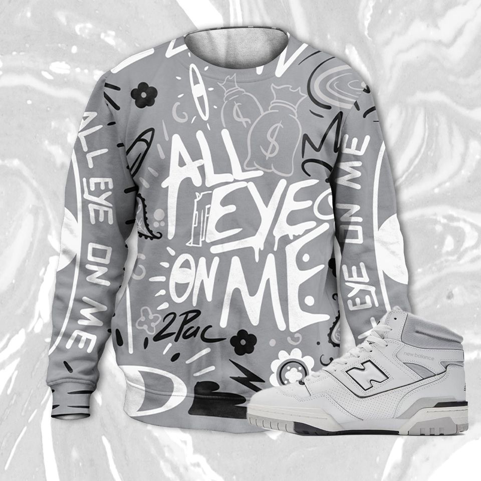 All Eye On Me 3D Doodle Eye Sweatshirt Match NB 650 White Cloud Gray - Image 2