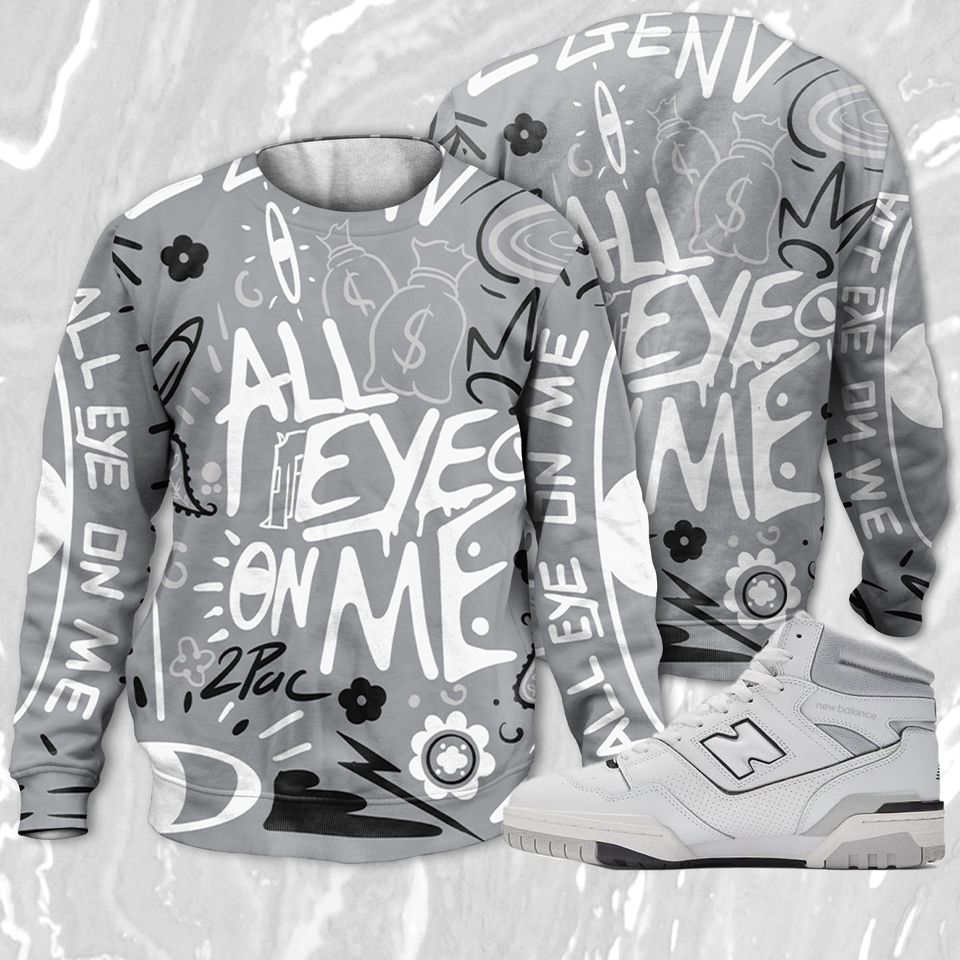 All Eye On Me 3D Doodle Eye Sweatshirt Match NB 650 White Cloud Gray