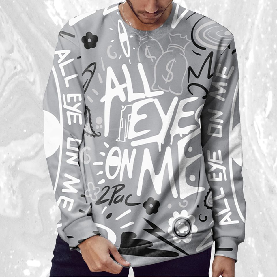 All Eye On Me 3D Doodle Eye Sweatshirt Match NB 650 White Cloud Gray - Image 4