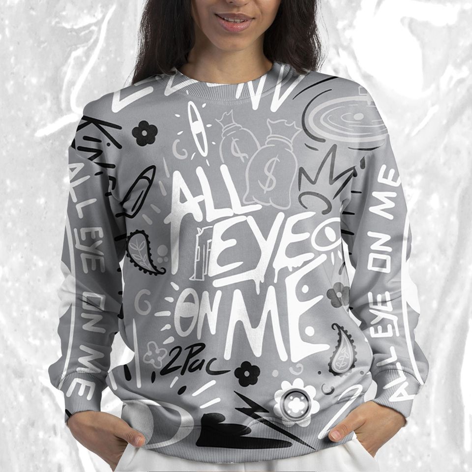 All Eye On Me 3D Doodle Eye Sweatshirt Match NB 650 White Cloud Gray - Image 5