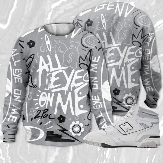 All Eye On Me 3D Doodle Eye Sweatshirt Match NB 650 White Cloud Gray - Image 6