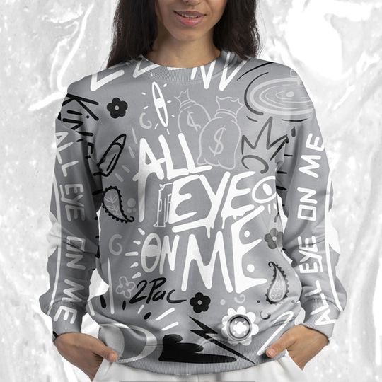 All Eye On Me 3D Doodle Eye Sweatshirt Match NB 650 White Cloud Gray - Image 10