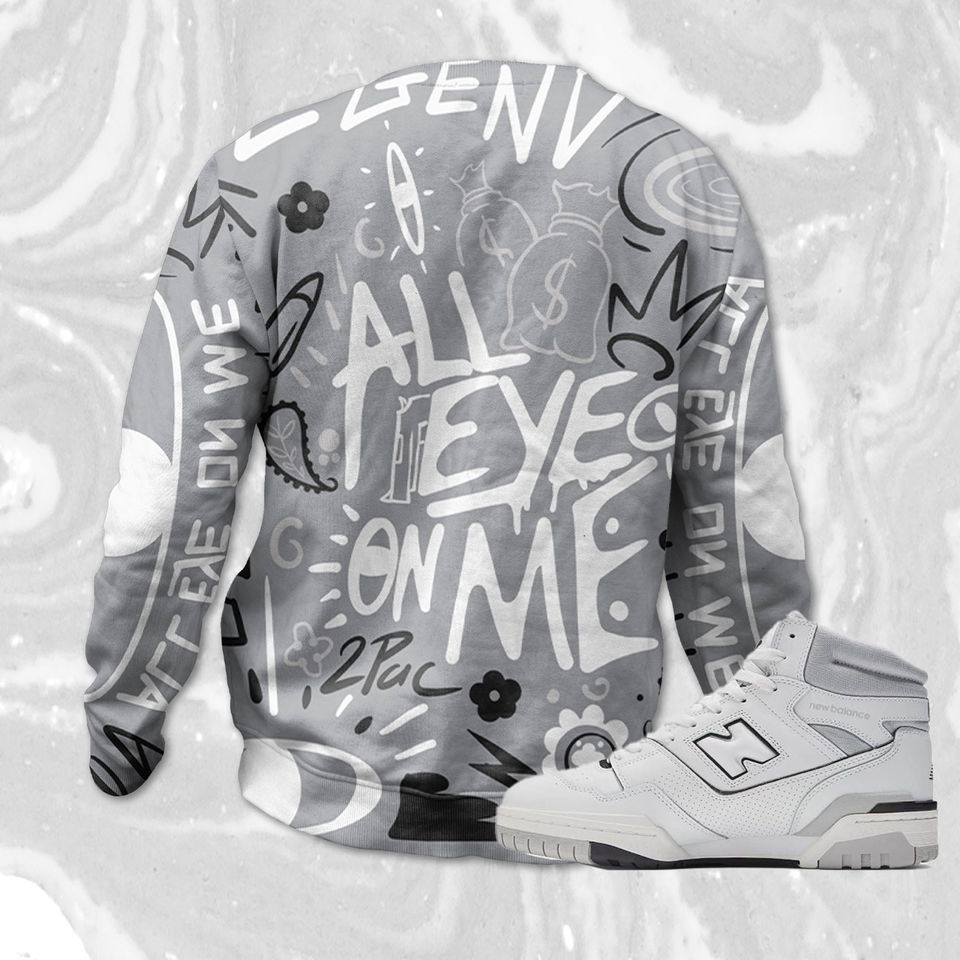 All Eye On Me 3D Doodle Eye Sweatshirt Match NB 650 White Cloud Gray - Image 3