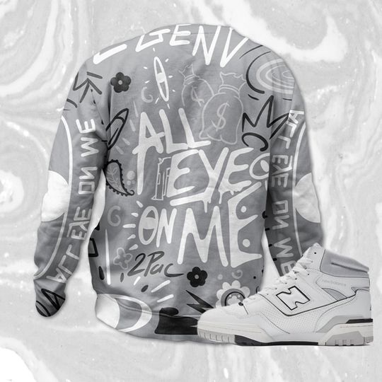 All Eye On Me 3D Doodle Eye Sweatshirt Match NB 650 White Cloud Gray - Image 8