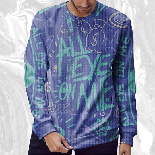 All Eye On Me 3D Doodle Eye Ugly Sweater Match Jordan 5 DJ Khaled Polar - Image 9