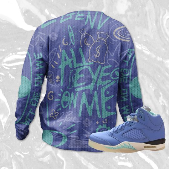 All Eye On Me 3D Doodle Eye Ugly Sweater Match Jordan 5 DJ Khaled Polar - Image 8