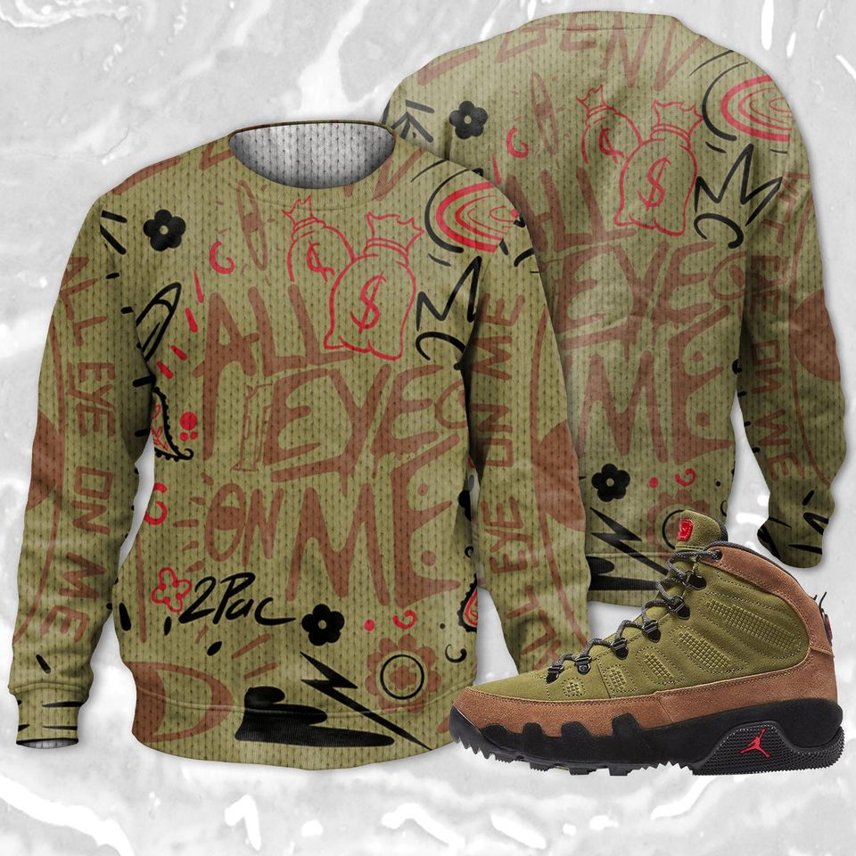 All Eye On Me 3D Doodle Eye Ugly Sweater Match Jordan 9 Boot NRG Beef And Broccoli