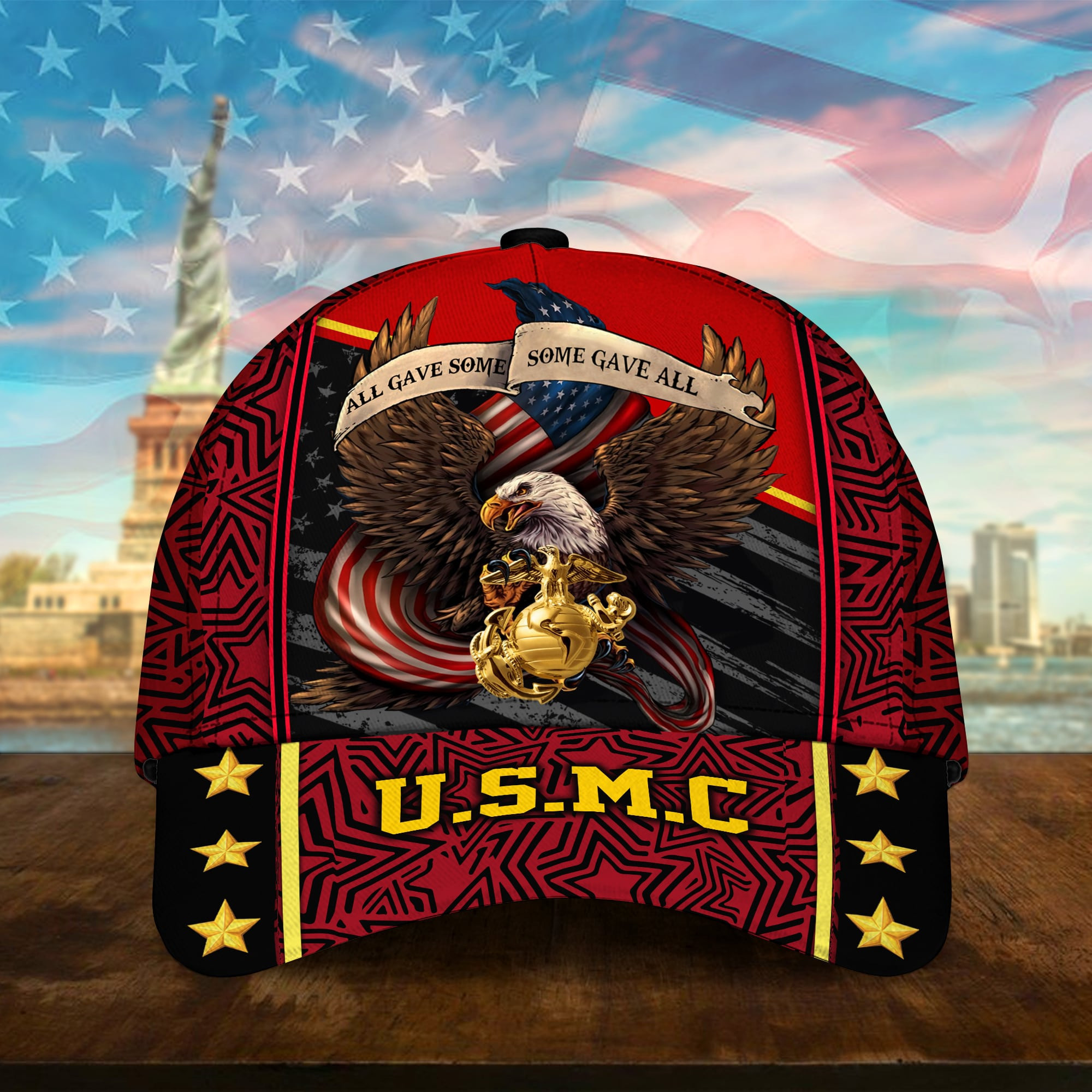 All Gave Some Some Gave All Multiservice U.S Veteran Cap 3D Printed Eagle USA Flag Cap Trucker Hats Custom Hats Gifts For Men & Women