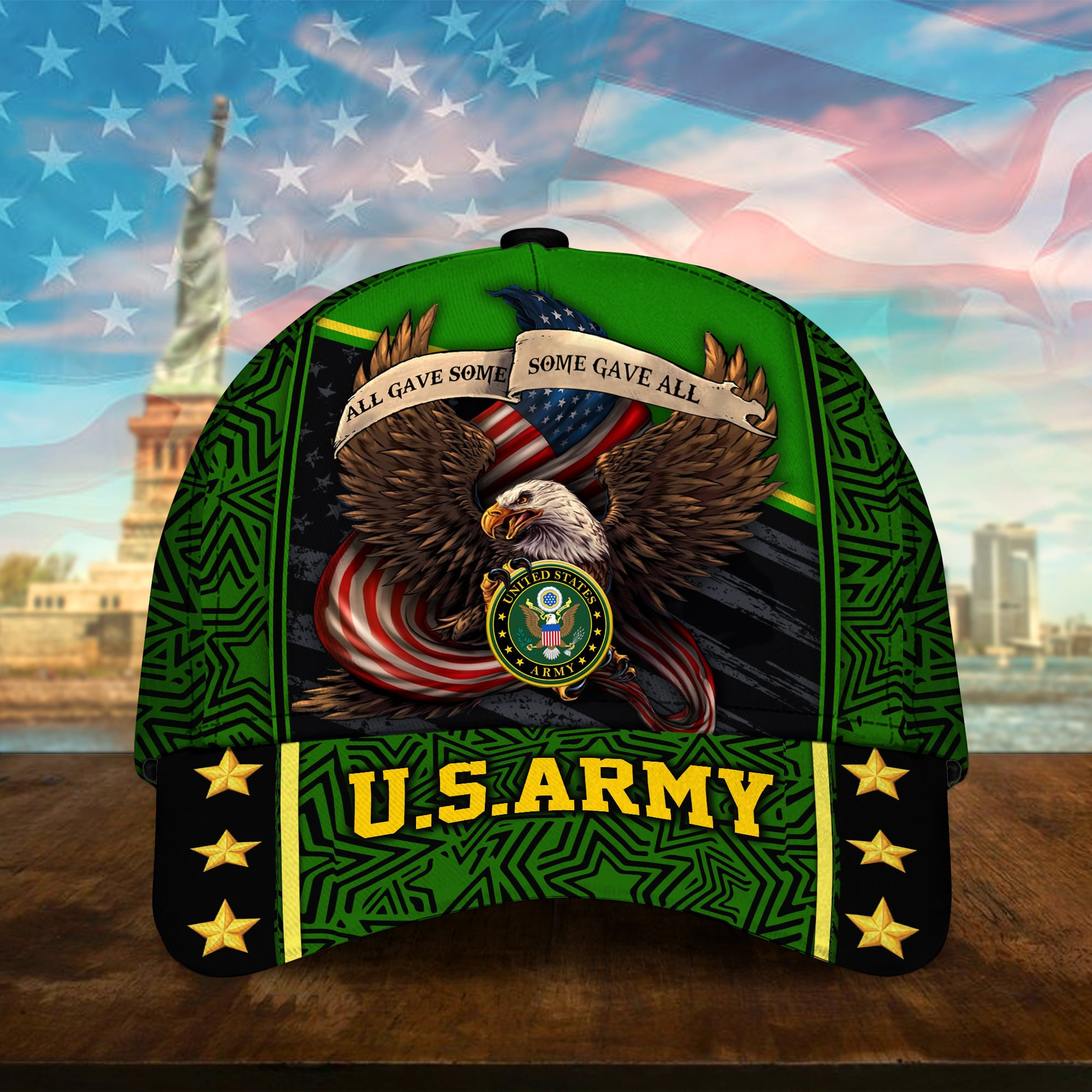 All Gave Some Some Gave All Multiservice U.S Veteran Cap 3D Printed Eagle USA Flag Cap Trucker Hats Custom Hats Gifts For Men & Women
