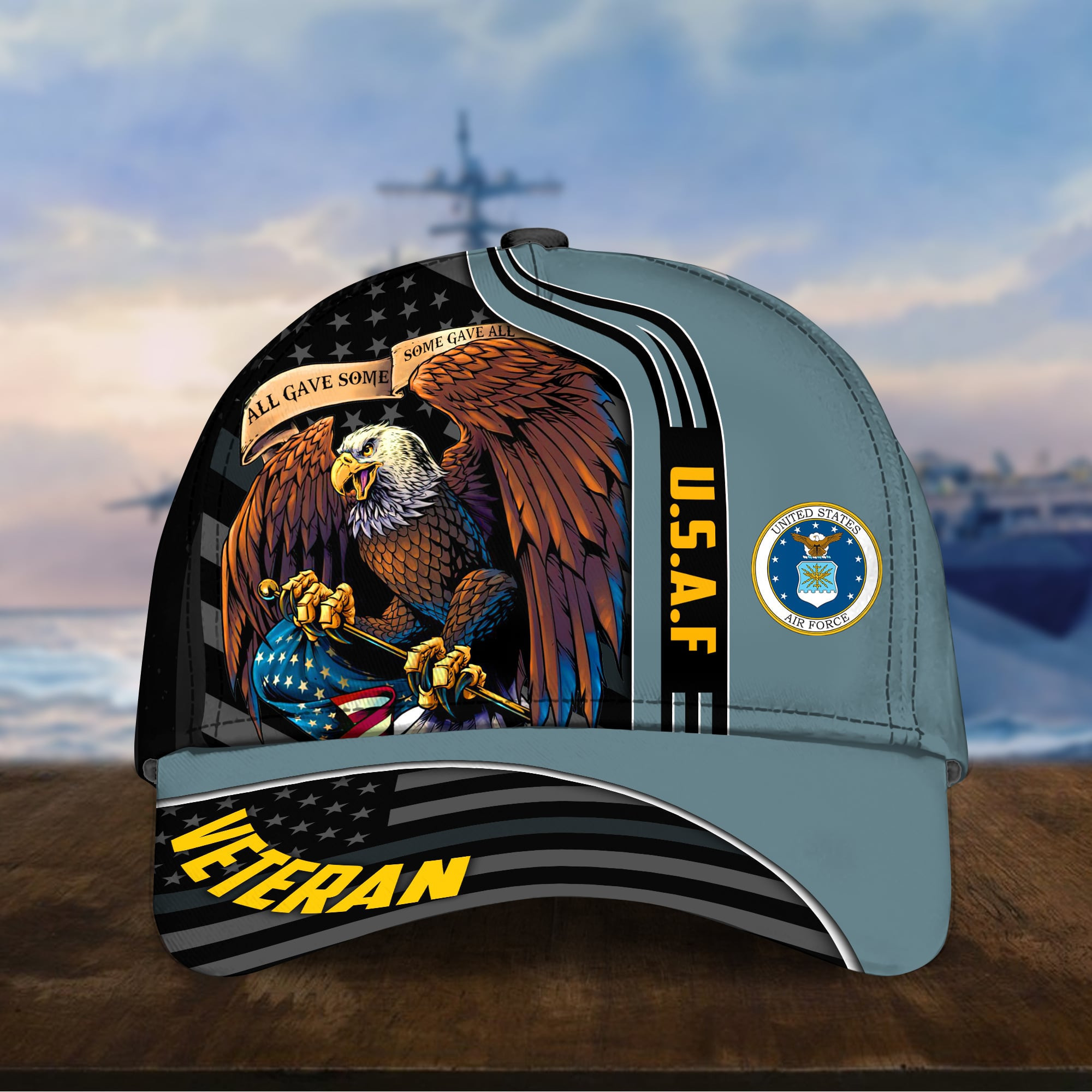 All Gave Some Some Gave All U.S Air Force Veteran 3D Print Cap Eagle USA Flag Cap Trucker Hats Custom Hats Gifts For Men & Women