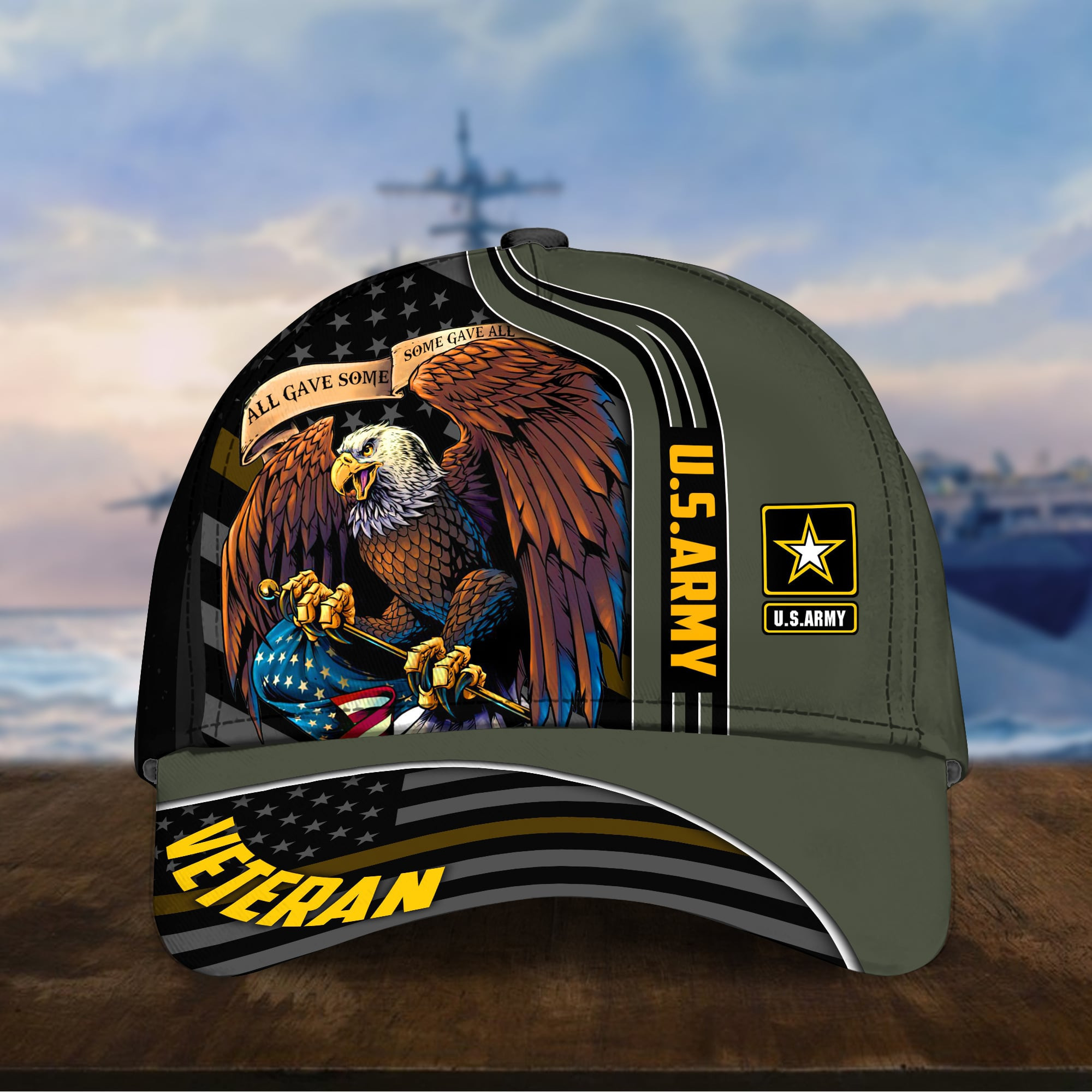 All Gave Some Some Gave All U.S Army Veteran 3D Print Cap Eagle USA Flag Cap Trucker Hats Custom Hats Gifts For Men & Women