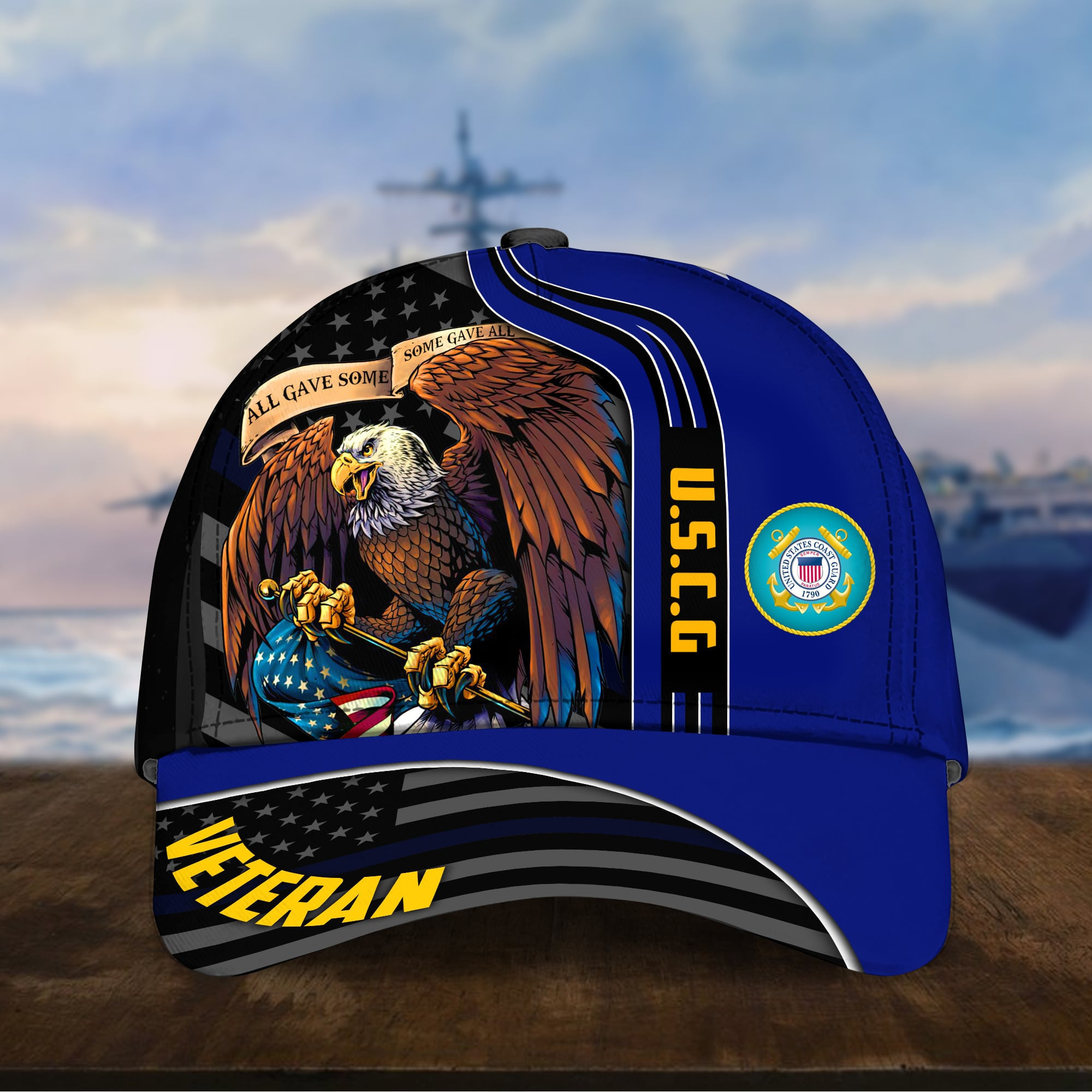 All Gave Some Some Gave All U.S Coast Guard Veteran 3D Print Cap Eagle USA Flag Cap Trucker Hats Custom Hats Gifts For Men & Women