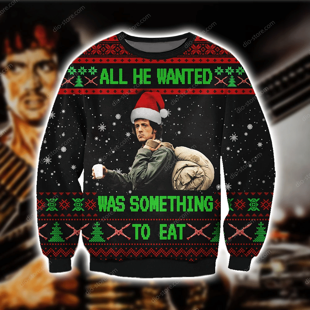All He Wanted Was Something To Eat Knitting Pattern 3D Print Ugly Christmas Sweater Adult 3D Funny Matching for family