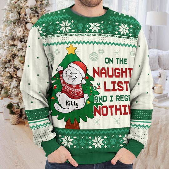 All I Want For Christmas - Cat Personalized Ugly Sweatshirt - Christmas Gift For Pet Owners, Pet Lovers - Image 5