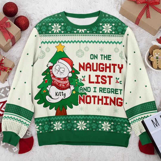 All I Want For Christmas - Cat Personalized Ugly Sweatshirt - Christmas Gift For Pet Owners, Pet Lovers - Image 4