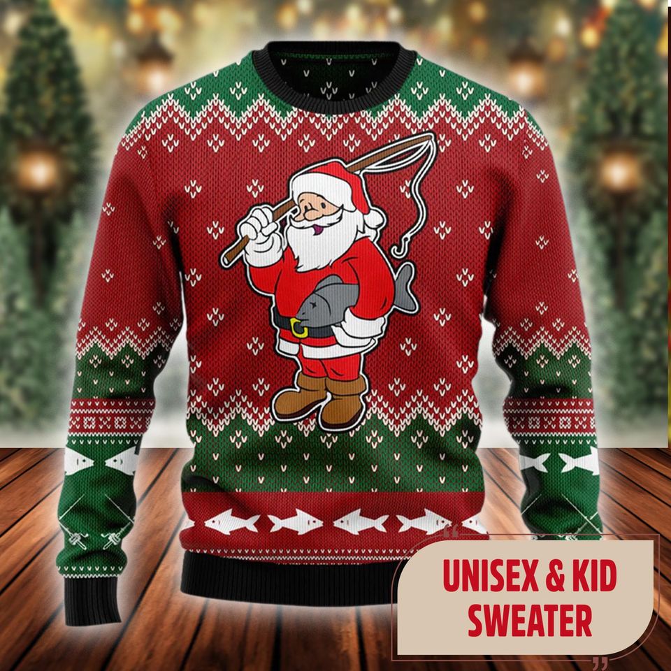 All I Want For Christmas Is A Big Fish Ugly Sweatshirt, Christmas Gift For Men Women Kid - Image 3