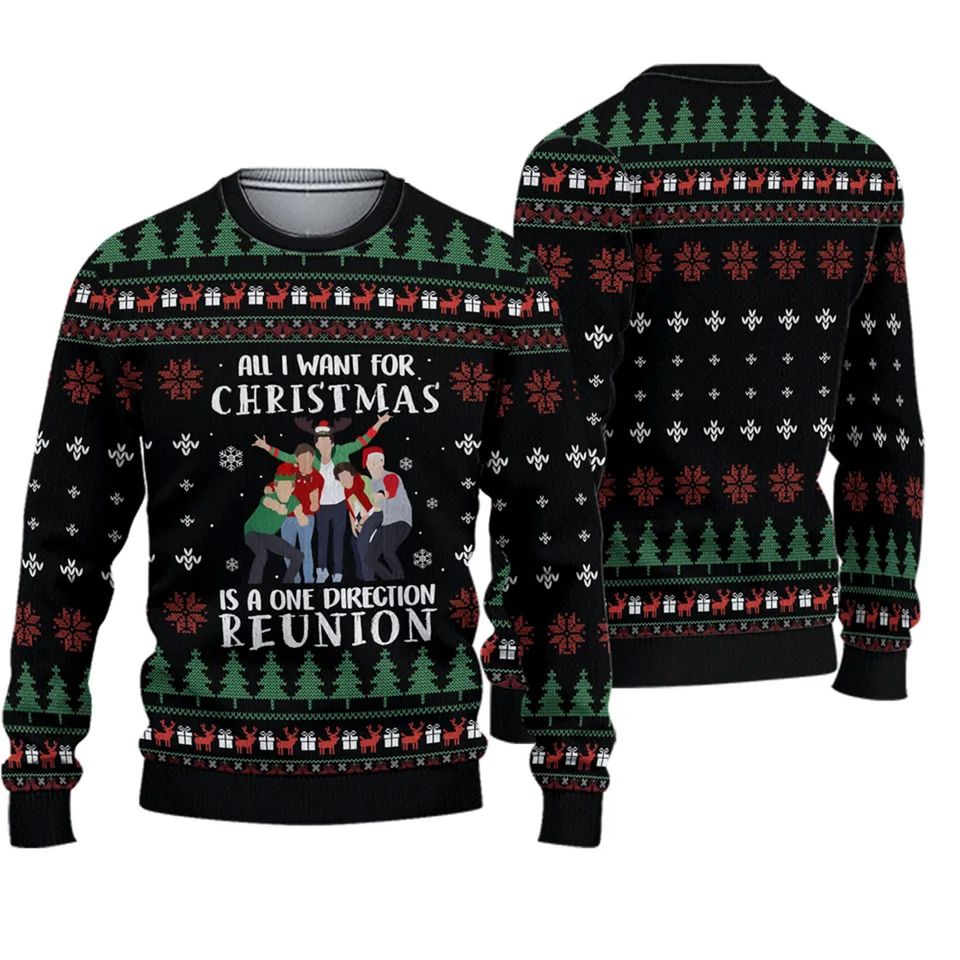 All I Want for Christmas is a One Direction Reunion Ugly Knitted Christmas 3D Sweater